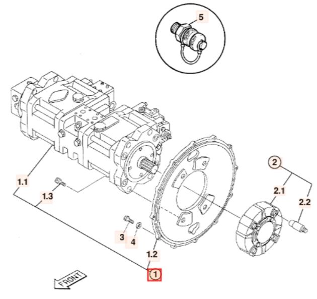 JCB 215/11480 Насос гідравлічний у зборі Kawasaki K3V112DT