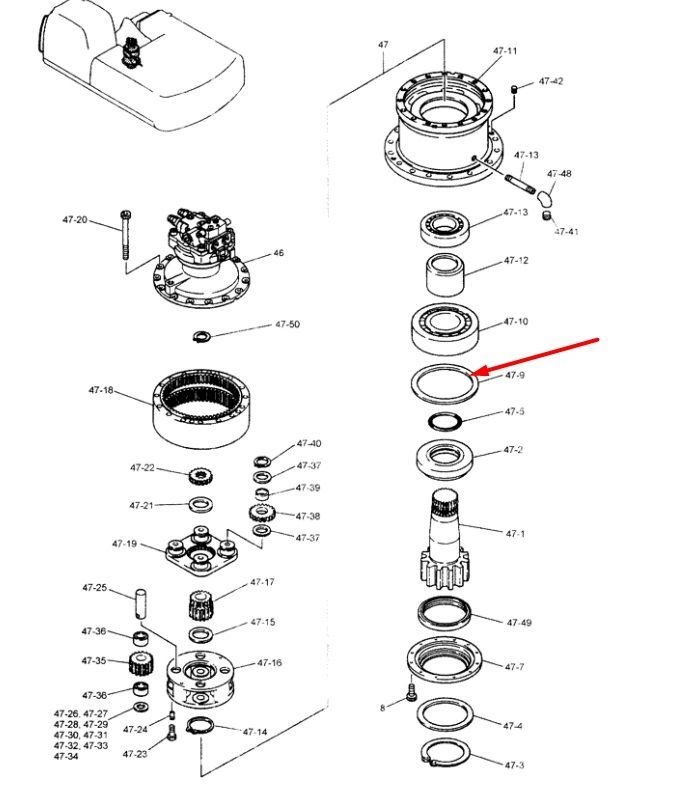 2418Z1448 (2418R599, 72213687, 77253507) Сальник редуктора повороту Kobelco SK330LC