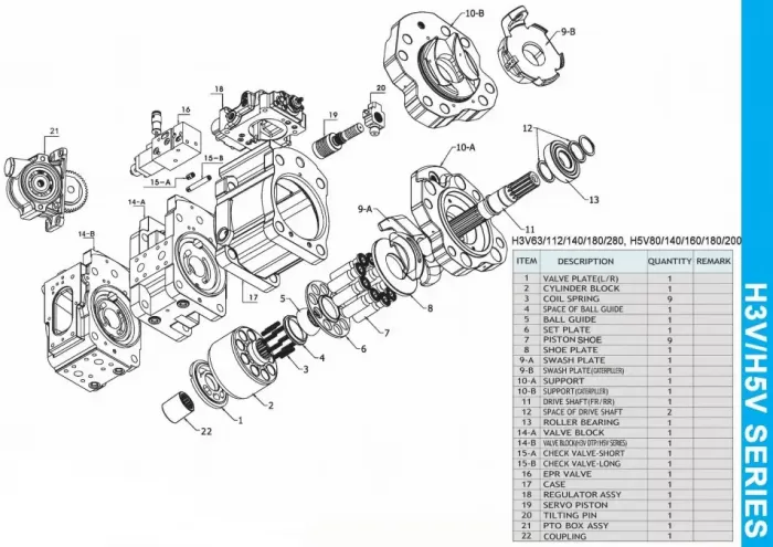 Блок циліндрів і шайба R Kawasaki K3V63 VOE14567619 Handok