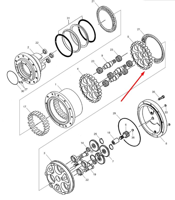 DOOSAN 263B1005-01 Ходова шестерня (B)