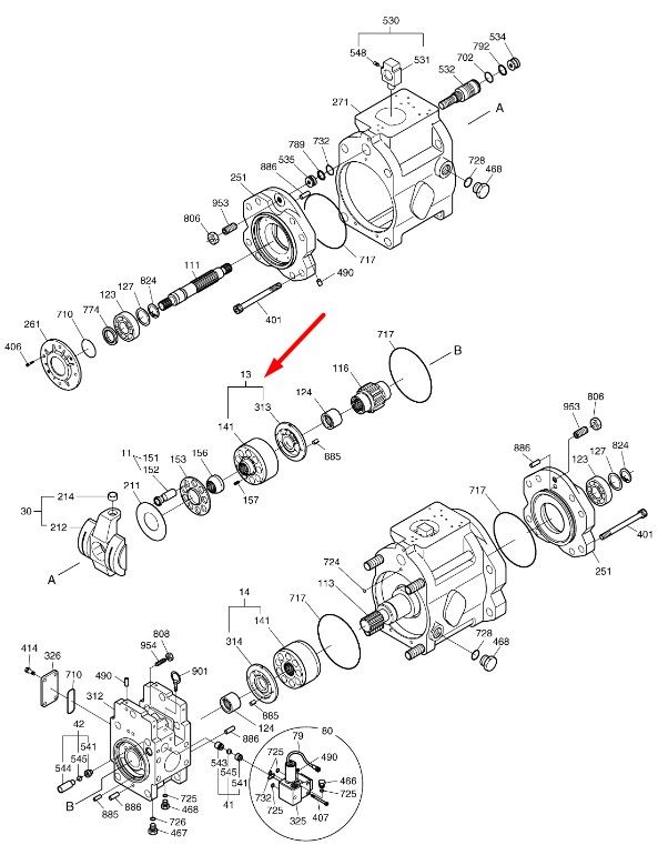Блок та розподільна шайба L Kawasaki K5V140 2924370-0669 Doosan