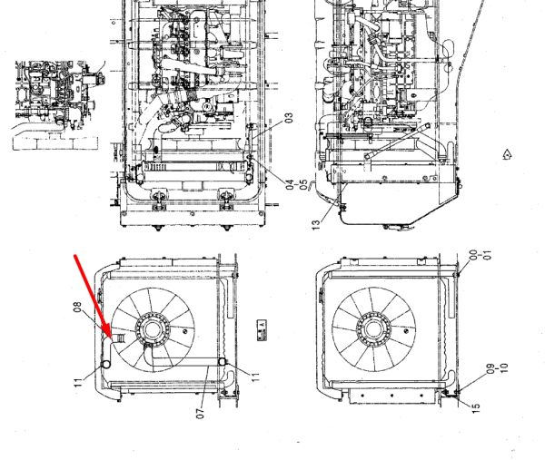 Hitachi 3068554 Патрубок радіатора для EX200, EX210