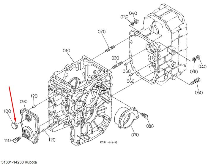 Kubota 31301-14230 Оглядове скло рівня масла для F2560