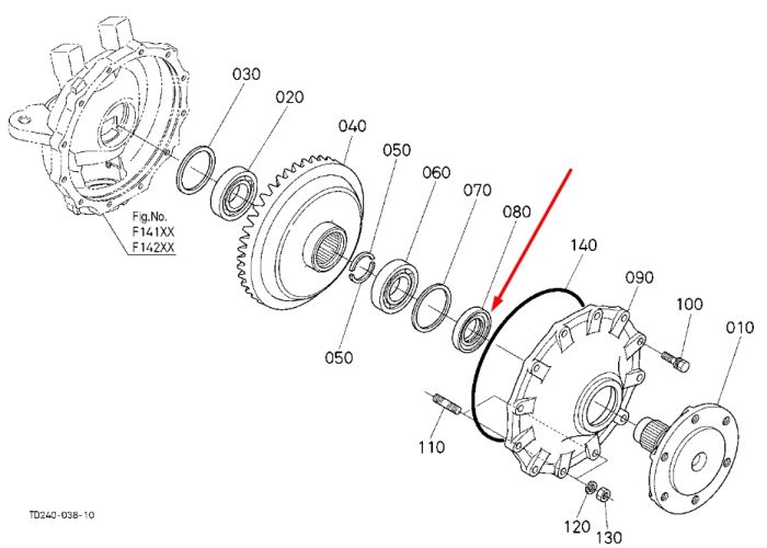 Kubota 31393-43530 Сальник півосі переднього моста для 45*75*14/16 BQ3164E