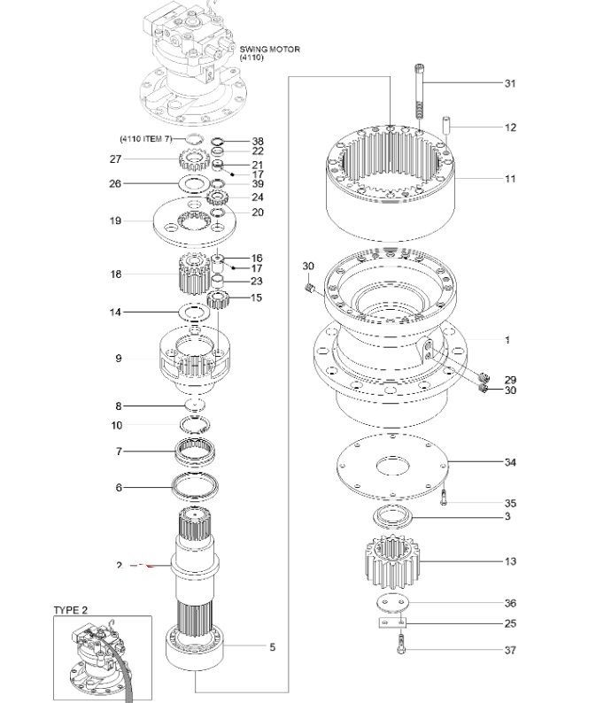 31N6-10180 Редуктор повороту Hyundai R170W-9S, R170W-3, R170W-7, R170W-7A