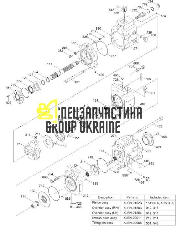 Насос гідравлічний Kawasaki 31QB-10011 Handok