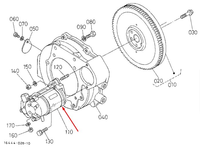 Kubota 34070-16800, 34070-16803, 34070-16804, 128000-8460, 34070-16081 Стартер для D1302, D1703