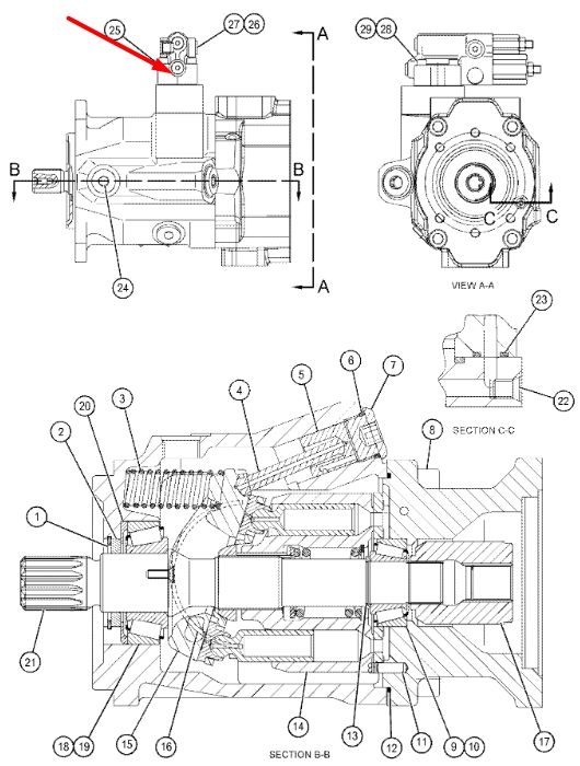 Caterpillar 3469615 Блок клапана керування насосом 414E, 416E, 416F, 422E, 422F