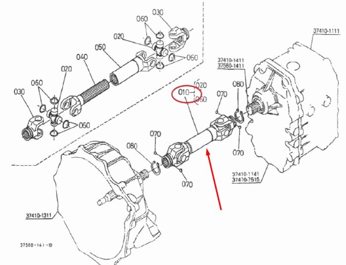 Kubota 37410-13714 Кардан у зборі для V1405, V1505