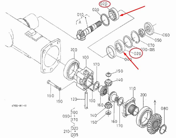 Kubota 37410-56730 Підшипник хвостовика переднього мосту