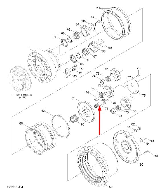 39Q4-42290 Вал головної передачі HYUNDAI HX140L