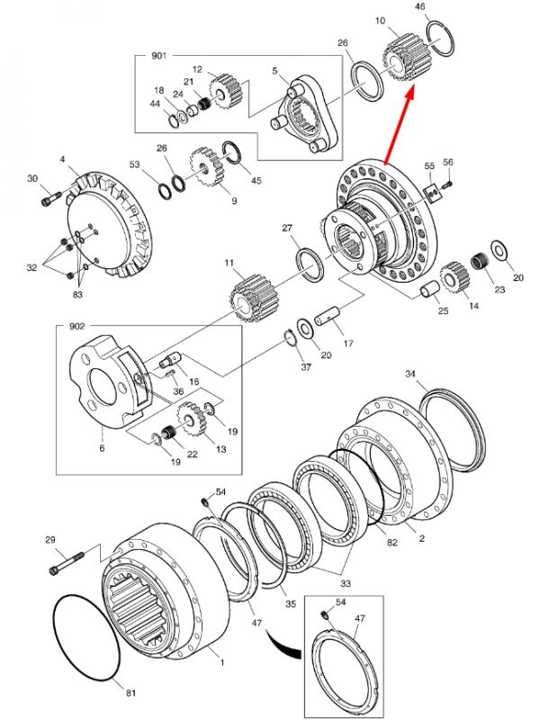 404-00081A Шестерня (сателіт) 2-го ступеня редуктора Doosan DX340LC
