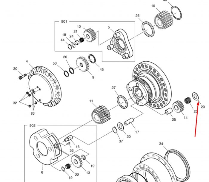 412-00038 Шайба опорна Doosan DX300LC