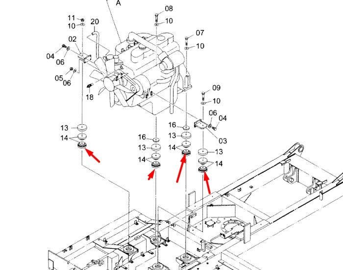 Hitachi 4177883 Подушка опори двигуна для EX100, EX120