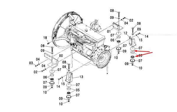 Hitachi 4655723 Подушка опори двигуна для ZX670LC-5B ZX870H-5G