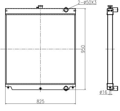 Радіатор водяний HITACHI ZX200/ZX210W/ZX225US/ZX230/ZX240/ZX270, 4448338