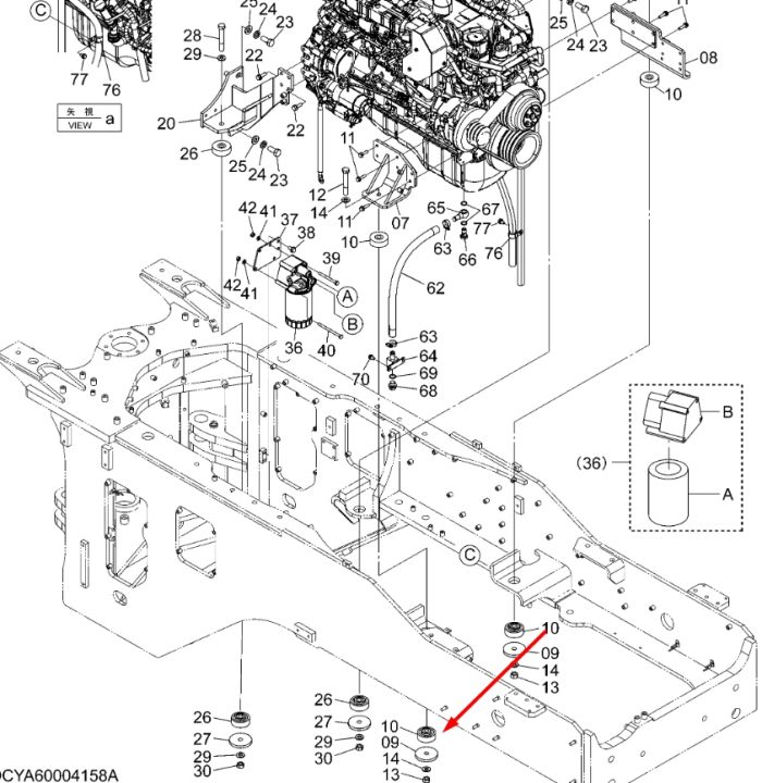 Hitachi 4622543 Подушка двигуна 6HK1 для ZX330