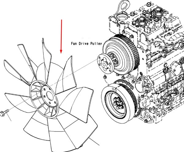 Komatsu 600-625-7620 Крильчатка для двигуна 6D102E екскаватор PC200, PC220
