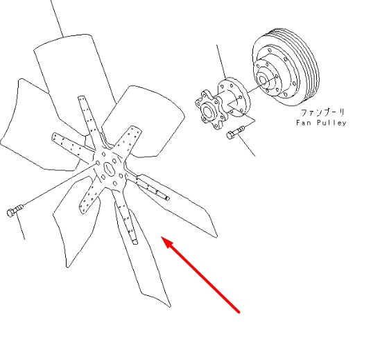 Komatsu 600-633-0851 Крильчатка для двигуна D65A-8