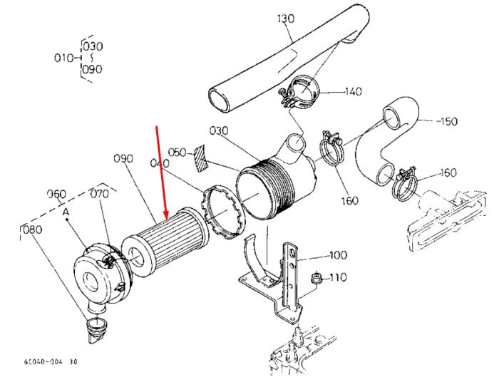 Kubota 6A100-82630 Фільтр повітряний U15, U17