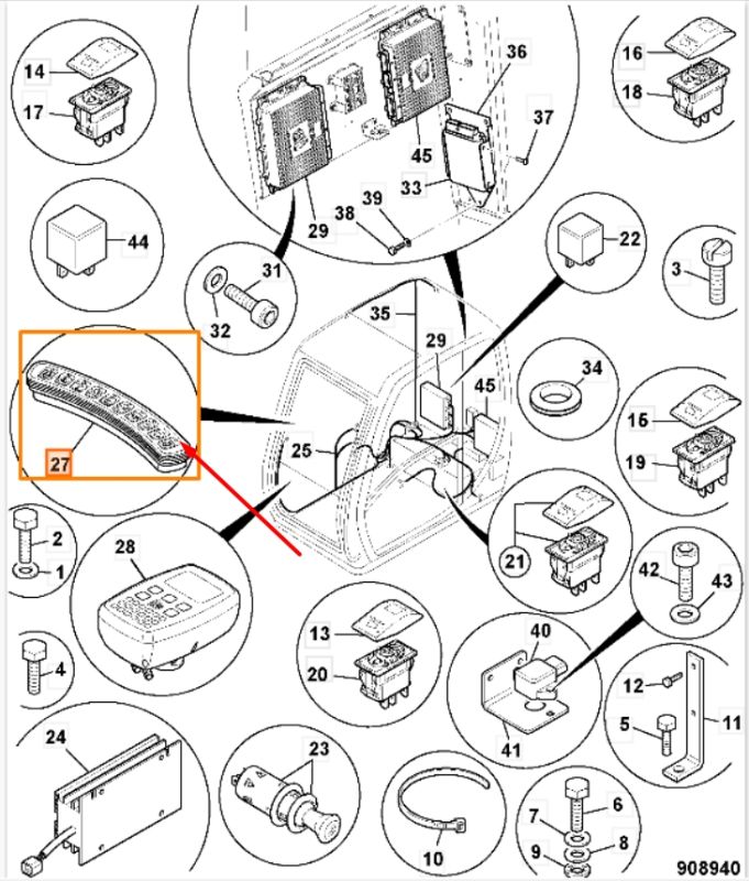 JCB 701/80544 Панель приладів для JS160W