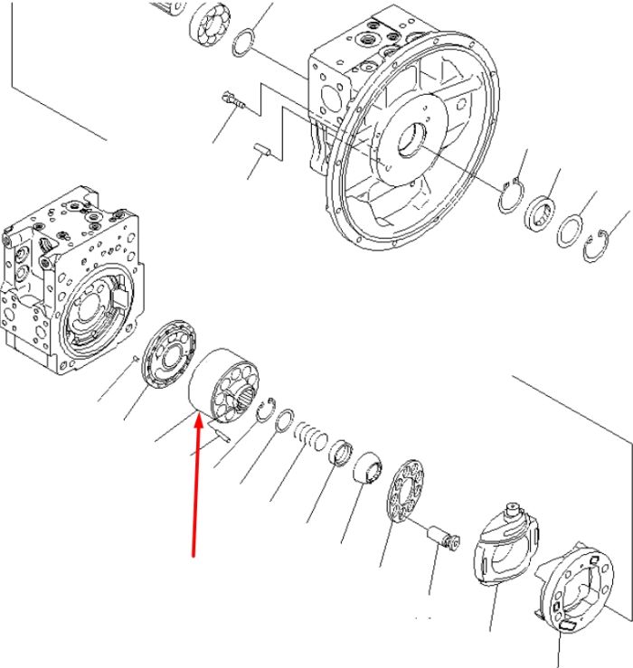 Komatsu 708-2L-06271, 708-2L-06273 Блок циліндрів та Розподільна шайба L для гідравліки HPV112 Handok
