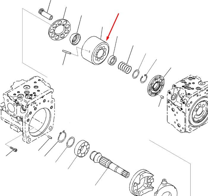 Komatsu 708-2L-06480, 708-2L-33190 Блок циліндрів та Розподільна шайба L для гідравліки HPV95 Handok