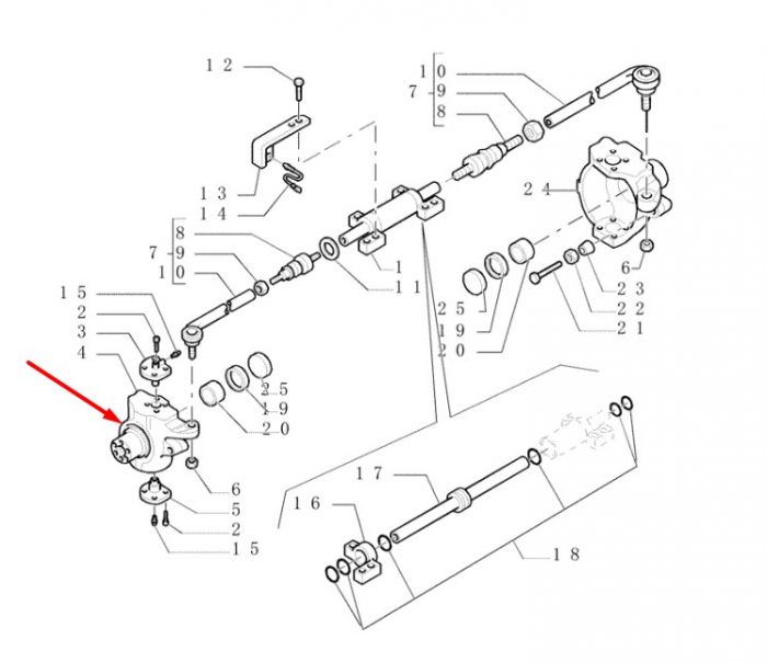 85821289 (145037, CA0145037) Кулак поворотний лівий (цапфа) New Holland, Carraro