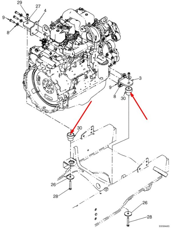 87488318 Подушка двигуна Case 580SR 580T 590ST 695ST 695SM 695SR