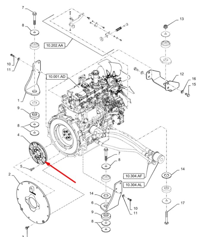87670983 Гнучка муфта екскаватора New Holland, Case