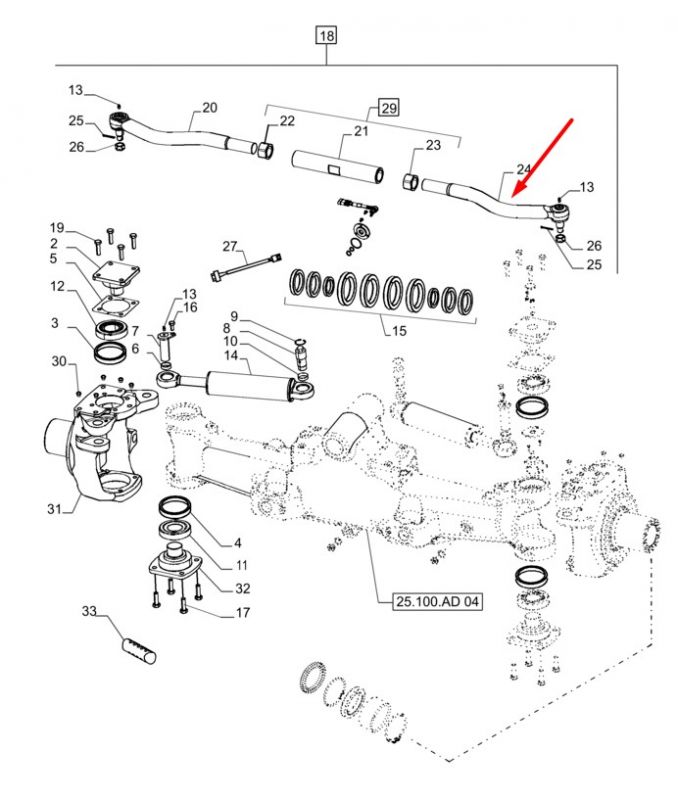 87674617 (87674615) Накінечник рульової тяги, лівий New Holland, Dana Spicer T8.390/Mag.340