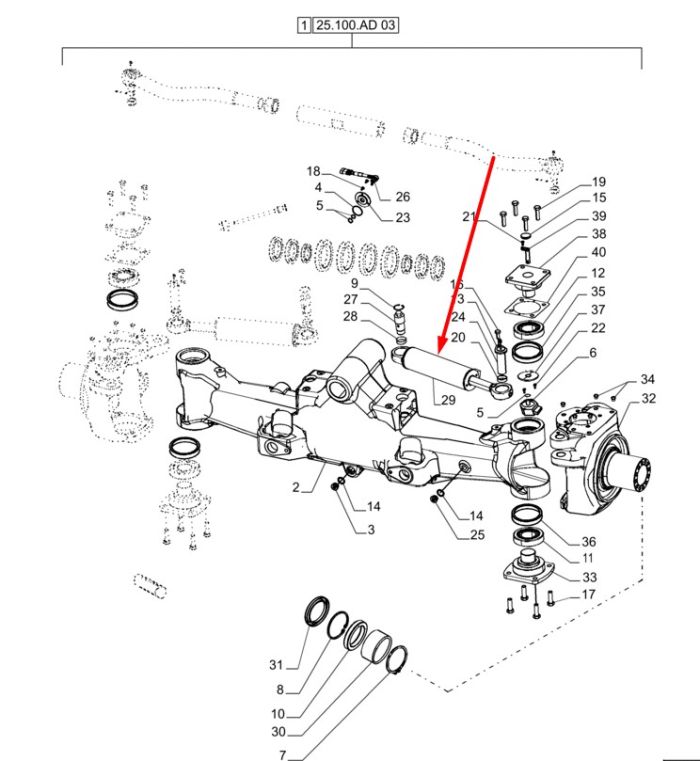 87674620 (770.24.613.01) Гідроциліндр рульовий правий New Holland, Dana Spicer T8.390/Mag.340