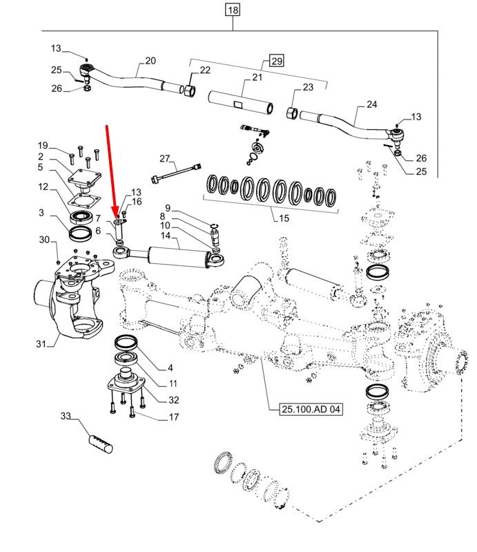 87674623 (770.24.007.01) Палець гідроциліндра New Holland, Dana Spicer Mag.310