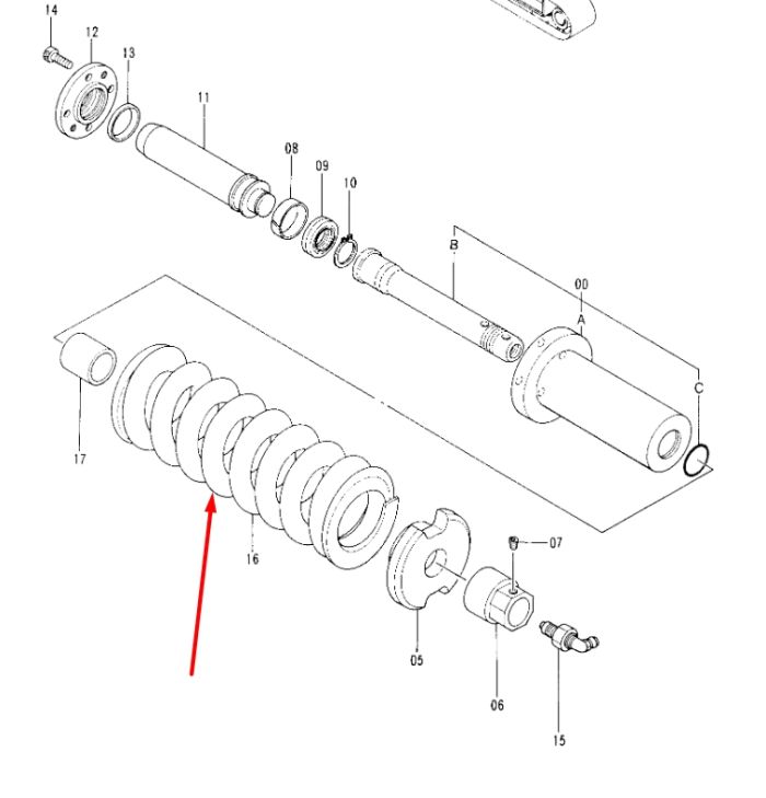 Hitachi 9133379 Натягувач гусениці для ZX55, ZX60