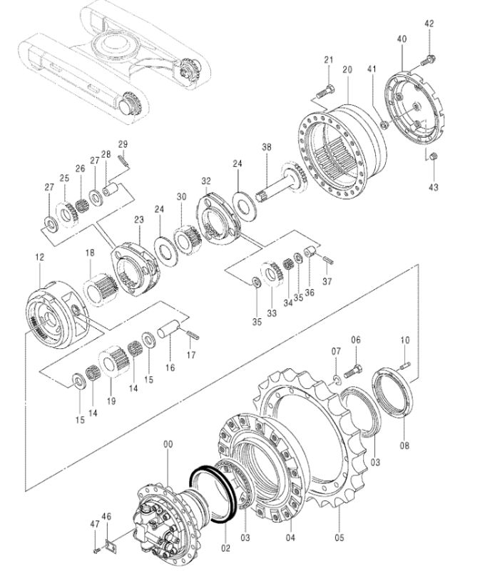 9170996 Редуктор ходу Hitachi ZX200-1