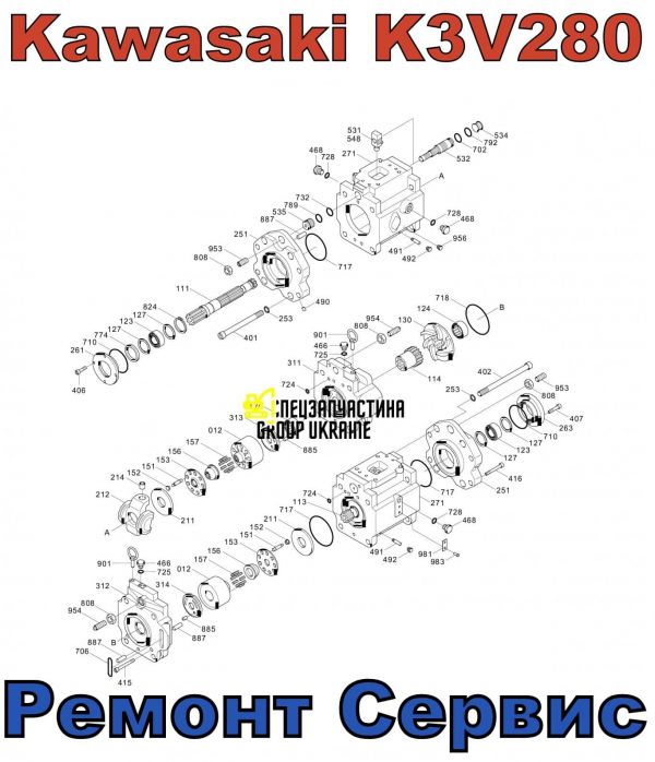 Муфта валів Kawasaki K3V280DTH XJBN-01132 Handok