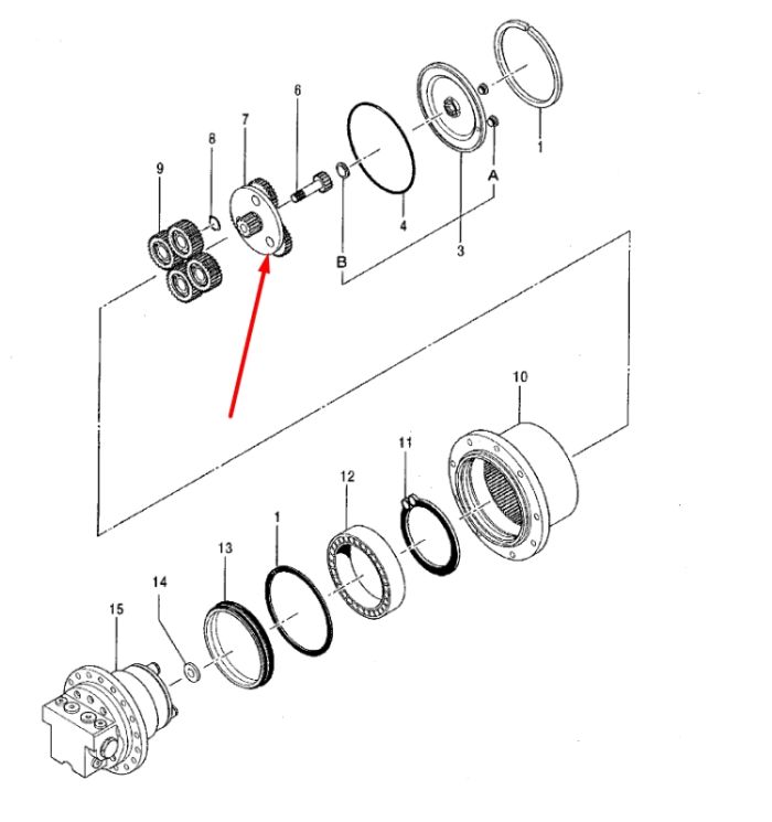 E0887907 Планетарна передача редуктора HITACHI ZX16