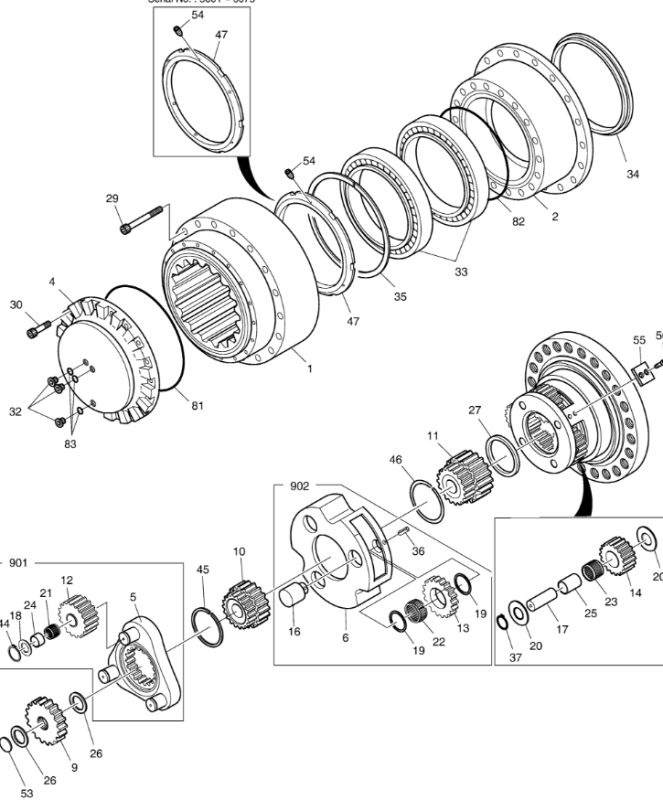 K1003134 Редуктор ходу DOOSAN DX340-7