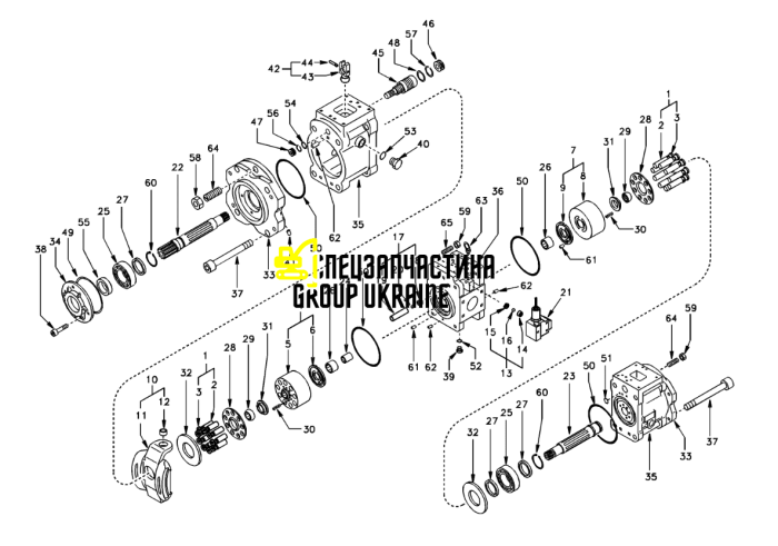 Блок циліндрів і розподіл. шайба R Kawasaki K3V XJBN-01040 XJBN-01035, VOE14550189, LNP0174, LNP0175, 716776