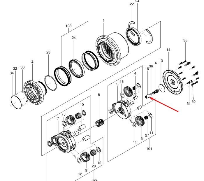 K9005375 З'єднувач валу головної передачі DOOSAN DX140 LC
