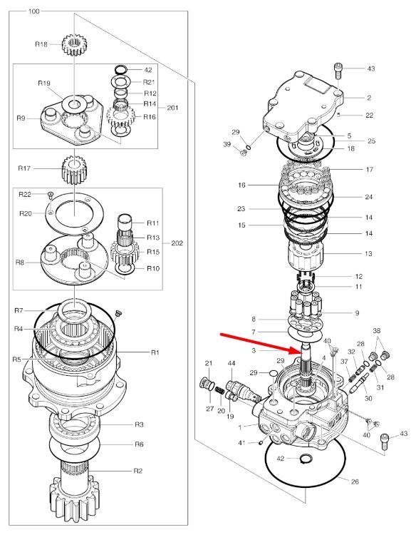 Doosan K9006207 Вал гідромотора для DX55W, DX62R-3