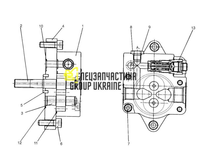 Насос шестерний Kawasaki K3V112DT KAGEAP2B13T Handok
