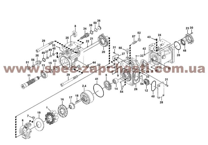 Блок поршнів Блок циліндрів та розподільна шайба R Kawasaki K7V100 VOE14552722