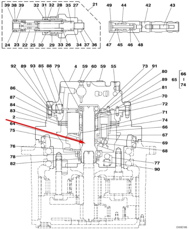 LB00545 Вал гідромотора ходу CASE CX210B
