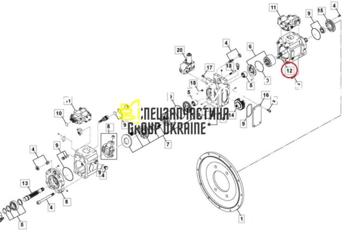 Вал гідронасосу ведучий Kawasaki K3V112 LJP0035 Handok