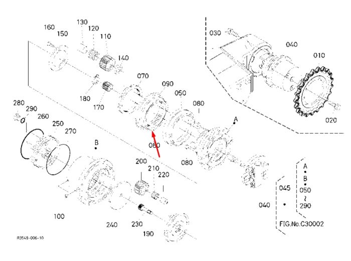 RB401-78030 Підшипник корпусу бортовий KUBOTA U27
