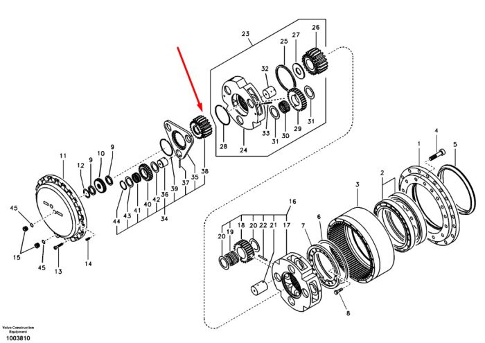 SA1036-00270 Сонячна шестерня другого ступеня редуктора VOLVO EC360