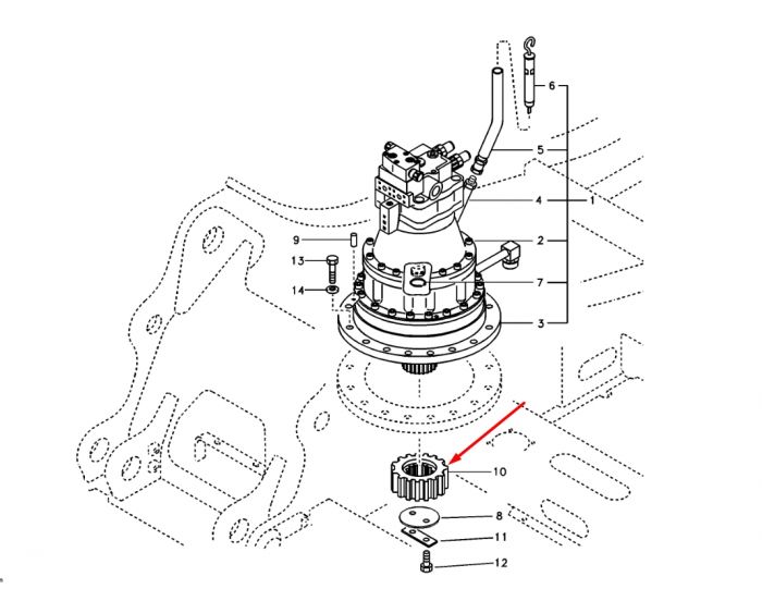 SA1155-00050 Шестерня піньйон поворотного редуктора VOLVO EC240B