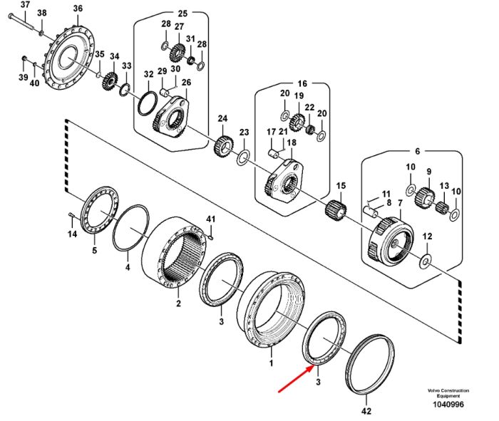 SA14599923 Підшипник редуктора ходу Volvo EC300D, EC300E