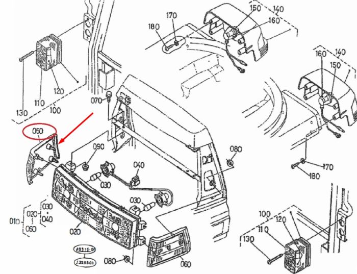 Kubota T0270-99070 Катафот правий для L3010